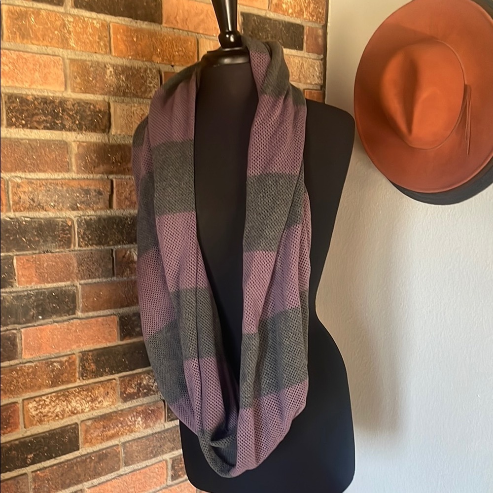 Striped Purple and‎ Gray Infinity Lululemon Scarf